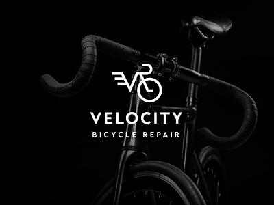 Logo Velocity bicycle bicycle logo brand branding design flat logo graphic design icon identity line art line logo logo repair company