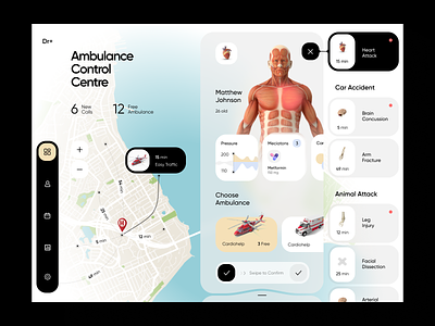 Dr+ - Emergency Ambulance Control Center ambulance app care design ehr ems health hospital lis medecine medicine phr phs rondesign ui ux web web3