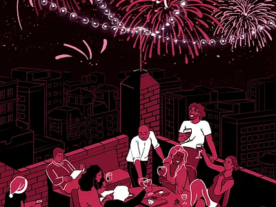 New Year's Eve celebration charactedesign children art children book illustration editorial enviroment friends illustration new year new years eve nye pantone viva magenta