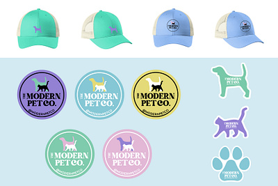 Hat and Sticker Merchandise Design adobe illustrator branding cat design dog girly hat illustration logo merchandise pets sticker sticker design tshirt