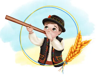 Ukrainian heritage book illustrations character design childrens book art childrens book illustrations cute boy illustration cute illustration kids characters music instrument tshirt design ukraine ukrainian ukrainian illustrations ukrainian traditional clothes ukrainian traditions