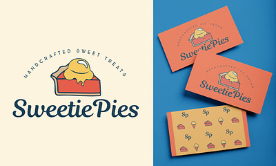 Sweetie Pies Logo and Brand Design adobe illustrator brand design branding business card cute design food graphic design illustration logo logo design pie restaurant retro vector vintage