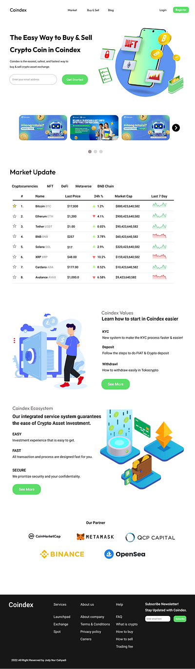 Coindex - Crypto Wen Design crypto web ui ux web web design