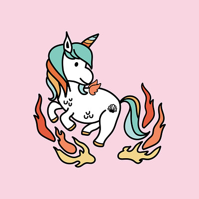 Kawaii Mermaid Unicorn Illustration adobe illustrator branding cute design girly graphic design horse illustration kawaii logo mermaid pony unicorn vector