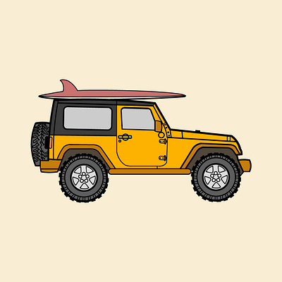 Surfer Jeep Car Illustration adobe illustrator beach branding car design doodle drawing graphic design illustration jeep ocean surf vector vehicle