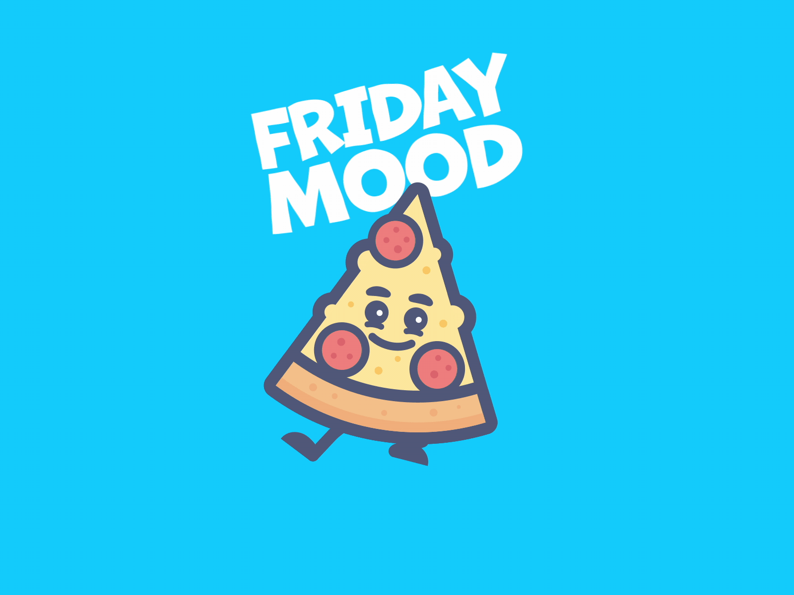 Friday Mood animation branding character design dancing icon illustration motion graphics pizza