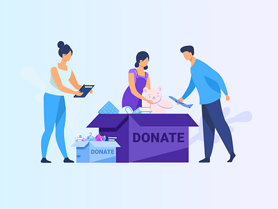 People Donating 2d 3d abhinaya abhinayakondi aesthetic blue box computer design donate donating donation graphic design illustration kondi people purple ui vector work