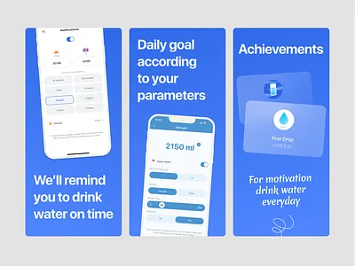 ASO for Water Tracker app app design appstore aso design flat minimal screenshots ui