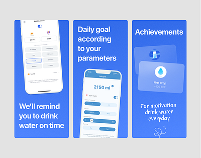 ASO for Water Tracker app app design appstore aso design flat minimal screenshots ui