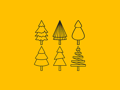 Pines and Firs 2d abstract art artwork branding cartoon christmas clean color colorful design digital graphic design icon illustration logo outline pine shape yellow