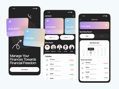 Jambank - Bank App 💰 app bank banking card coin credit card finance financial fintech app minimal minimalist money money transfer savings transactions ui ux