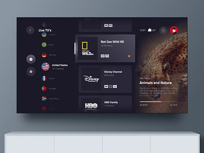 IPTV-Live TV's Page🔥 androidtv app dark design iptv live live tv movie music radio smart tv stream trend tv ui uidesign uiux web web design website