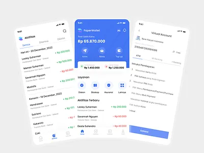PaperWallet - Apps Version bank blue clean history inspiration nice ui payment simple trand transfer ui kit wallet