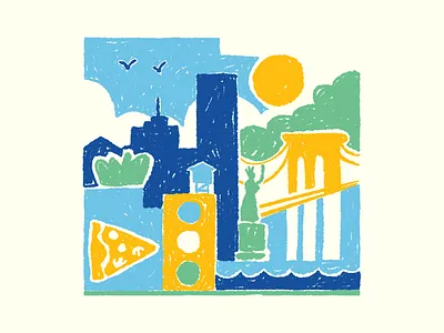 City Series - NYC branding bright brooklyn cities cityscape colorful digital drawing drawing illustration landscape manhattan new york new york city nyc pizza queens sketchy statue of liberty stoplight summer search