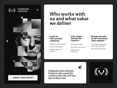 Vespasian venture: promo page branding design graphic design ui uprising ux web