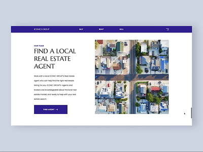Real Estate Website about agent anomation banner card contact us figma hero landing page listing location property real estate realtor violet webdesign website