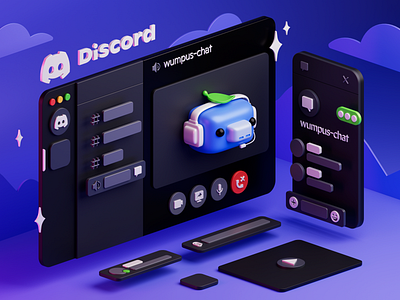 Discord — 3D App Interface 3d app c4d cinema4d discord interface logo ui wumpus