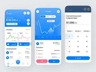 Stonk - Stock App bank chart clean coin crypto finance financial invest market mobile mobile app money statistic stock stock app stock market transactions ui ux wallet