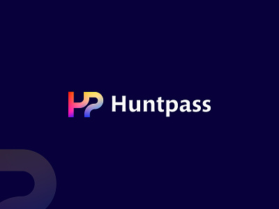 Huntpass logo branding color custom logo gradiant graphic design hp logo icon identity logo logo mark mark tech technology