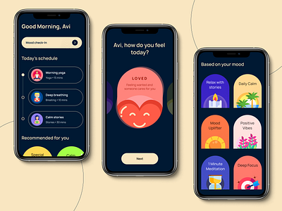 Mental health mobile application app app design app ui design ios app design meditation meditation app mental health mental health app mobile app mobile app design mobile design mobile ui ui ui design uiux uiux design