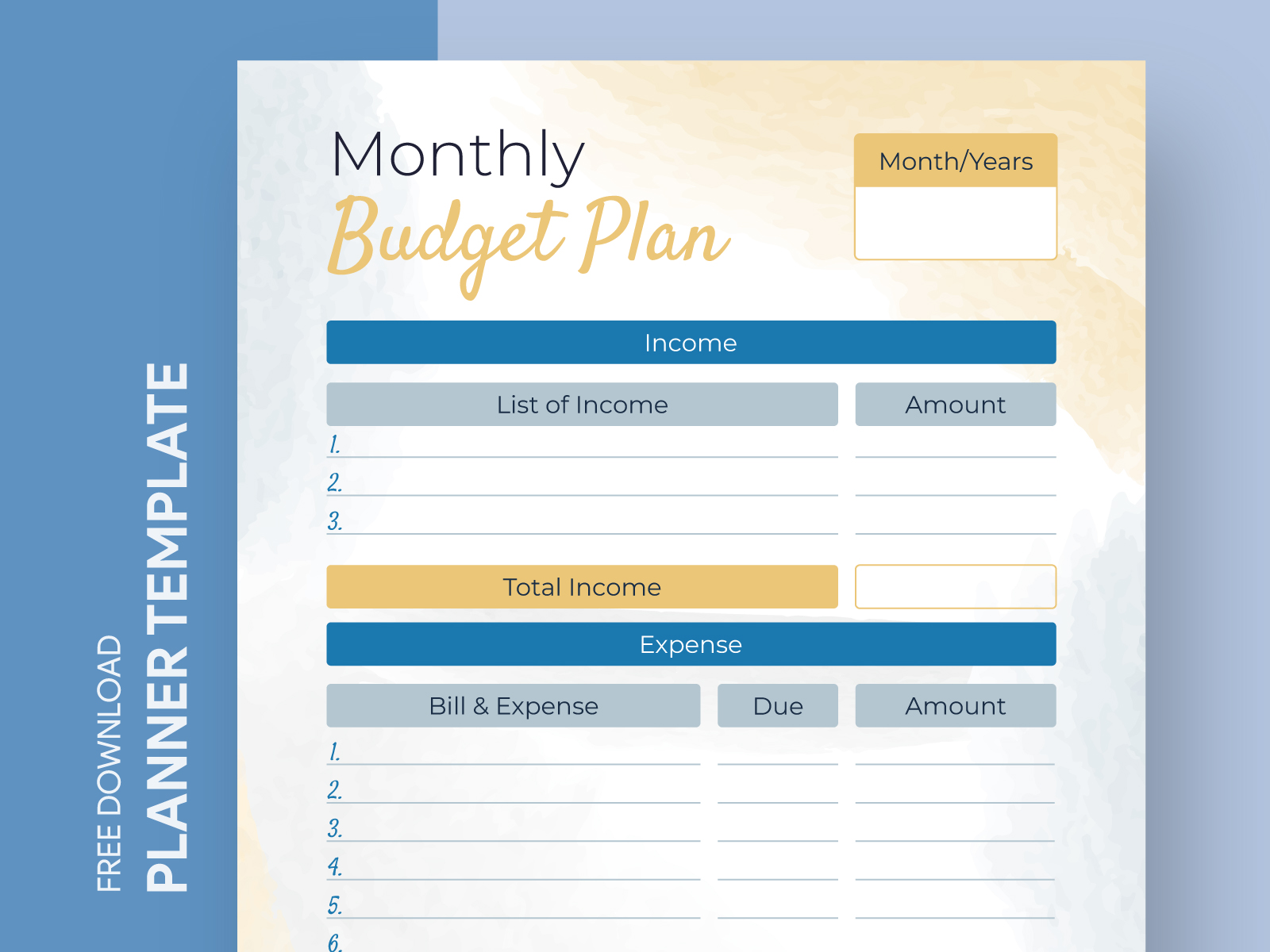 Free Personal Budget Planner Template