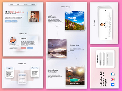 Portfolio website design [Figma] beginneruidesigners branding design glassdesign graphic design portfoliowebsitedesigns ui uiux ux