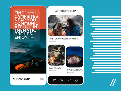 Camping Search Mobile IOS App android animation app articles camping dashboard design design ui interaction ios mobile mobile app mobile ui social media tourism travell travelling app ui uiux ux