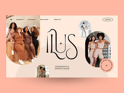 ILUS - Logo & e-commerce design concept beige branding chic design e commerce ec elegant feminine fitness logo natural pink premium sportswear ui web web design