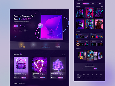 Neftex-NFT Website UIUX Design blockchain crypto landingpage nft nftapp nftlanding nftui nftweb nftwebsite uidesign uiux uxdesign webui