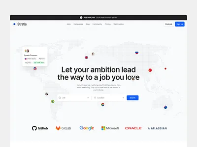 Stratis UI - Job Landing board cards clean design figma kit interface job landing map minimal product search simple system ui ui design ui kit ux ux design web design
