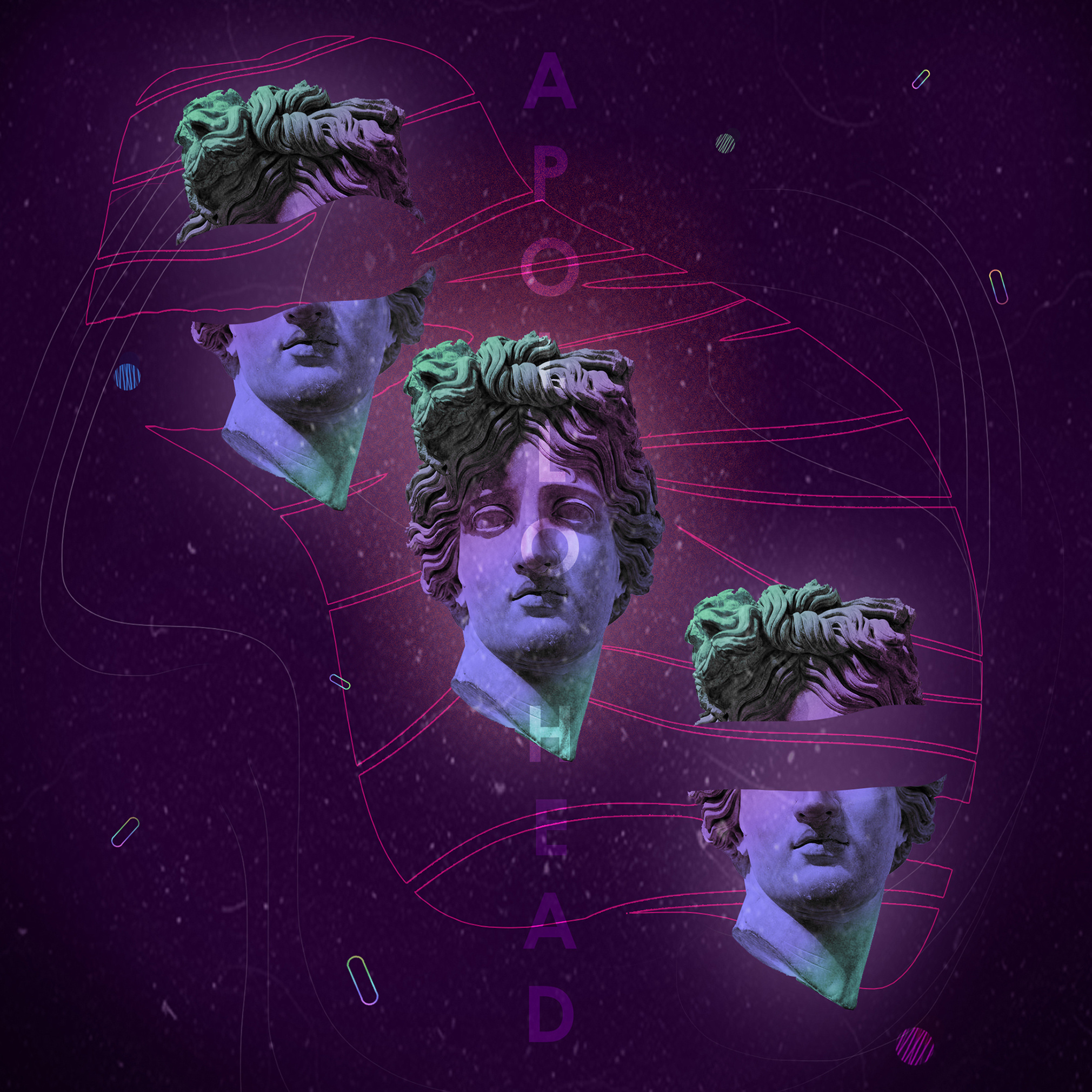 FORMSSS - Collage Experiments apollo head architecture color design digital collage experimental gradient graphic design illustrator photoshop poster retro rome static statue texture typography