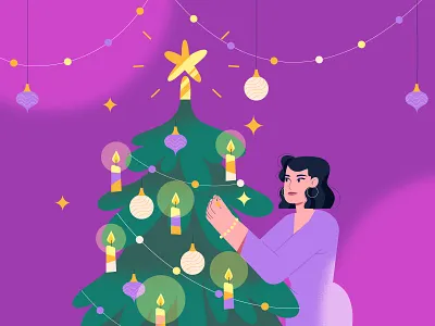 Merry Christmas and Happy New Year! celebrating characterdesign christmas eve christmas tree food illustration merry christmas new year snow winter