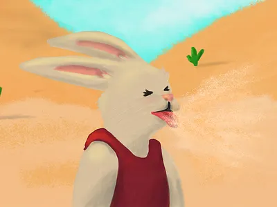 Snow Bunny and the big move adobe fresco design illustration