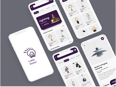 Concept of Mobile App for order and delivery of Lamps minimal