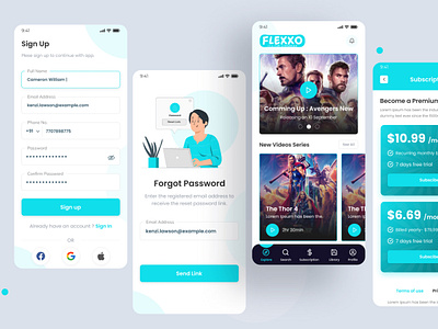 Flexxo Mobile App collections design live streaming mobile app movie app movies online online meet remote shows trailer tv show ui user experience user interface ux video player youtube