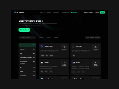 Discover ecosystem page for solana blockchain design india ui ux web