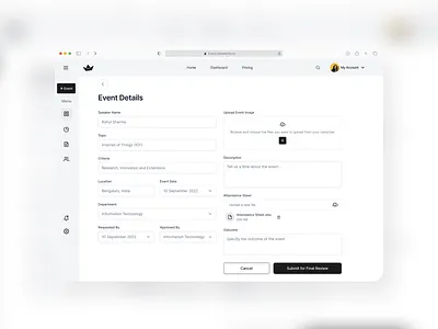Publish events on platform design interface design ui web design