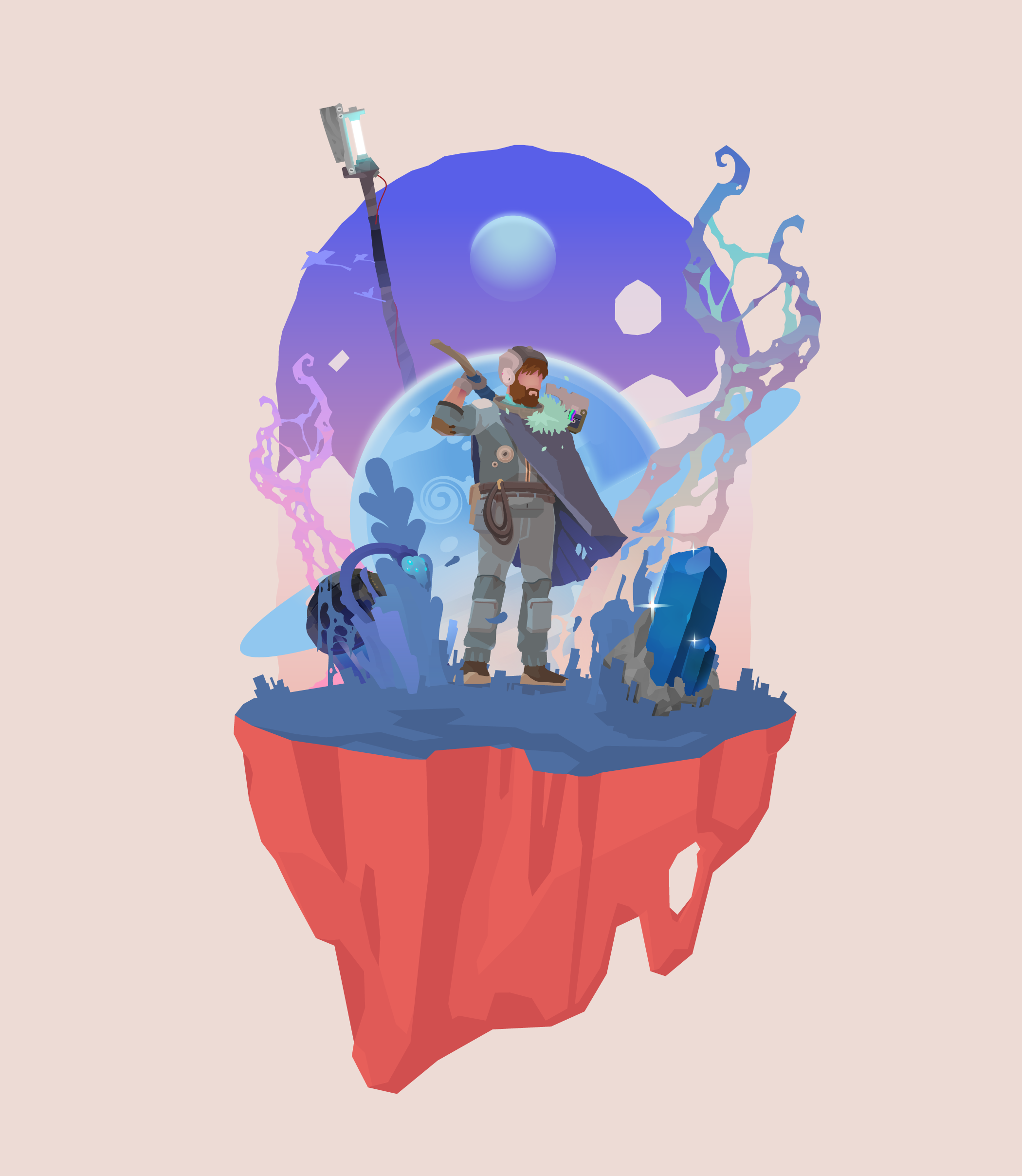 Geared up for the wilds. character conceptart design gaming illustration scifi space vector