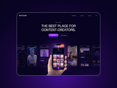 Droplet - Social Network for Digital Artists branding crypto digital digital art graphic design mobile app trading ui ux web design