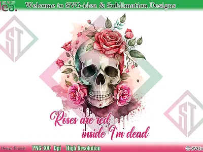 Valentine Skull Rose Are Red PNG design graphic design illustration pattern sublimation vector