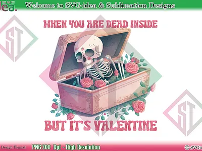 Valentine Skull Dead inside PNG Vector graphic design