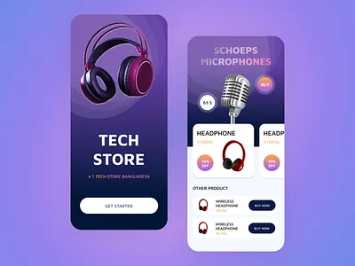 Tech Store | Headphone App androidapp appdesign apps cleandesign creative ecommerce headphone app intrection design mobile mobileapp mobileappdesign new recent trendy ui ux