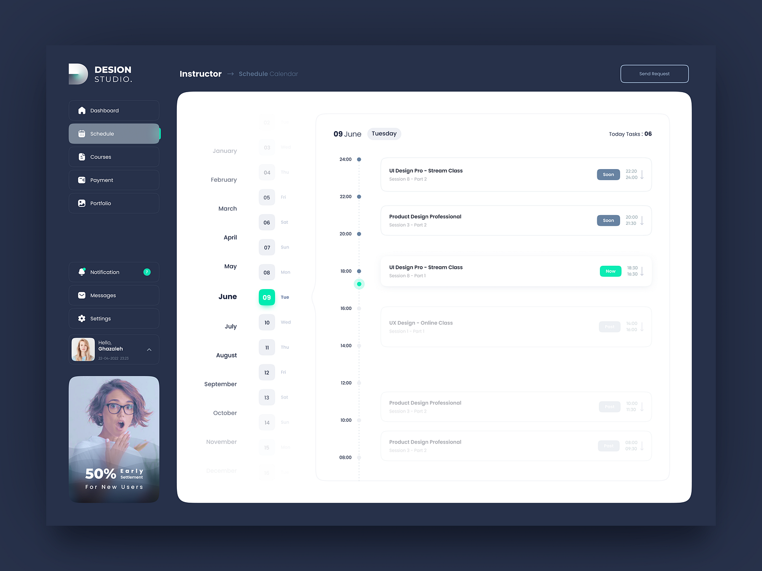 Schedule Calendar - Student Dashboard Design - LMS Platform by Ali