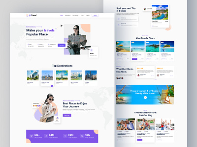 Travel Landing Page agency clean clean design design graphic design tour tour website travel typography ui ux vacation vector