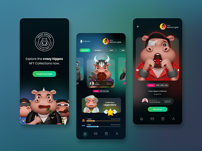 Concept UI for a NFT Collection App 3d 3dmodel app crypto design figma interaction interface ios marketplace minimalist nft ui ui design ux ux design