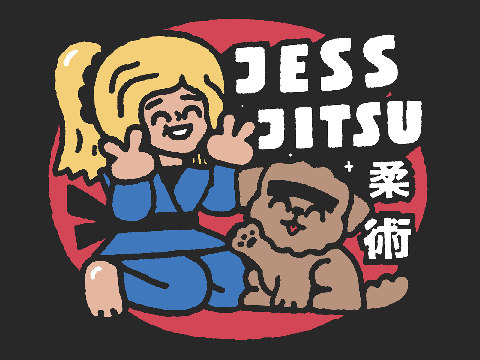Jess Jitsu animation branding cartoon cute design dog doodle fun girl graphic design illustration japanese kawaii kawaii print lettering logo motion graphics print t-shirt design tshirt