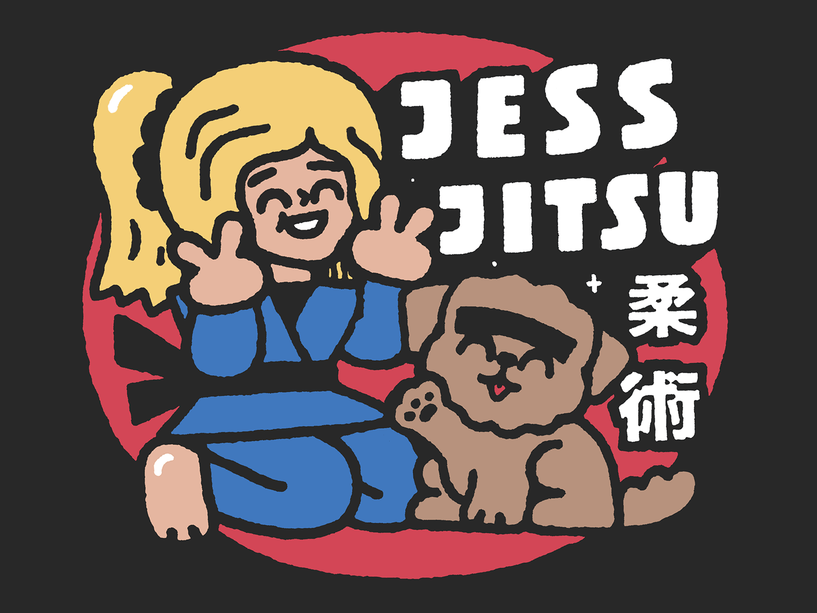 Jess Jitsu animation branding cartoon cute design dog doodle fun girl graphic design illustration japanese kawaii kawaii print lettering logo motion graphics print t shirt design tshirt