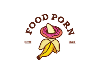 Food Porn ax badge banana character cretive donut emblem food food porn illustration logo logo design porn