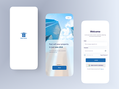 Onboarding Screen for real state app login onboarding ui user experiance ux
