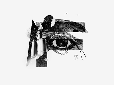 FUTURE 36 days 36 days of type 36daysoftype black and white collage eye future graphic design illustrated type letter lettering nasa rocket space type typography vision